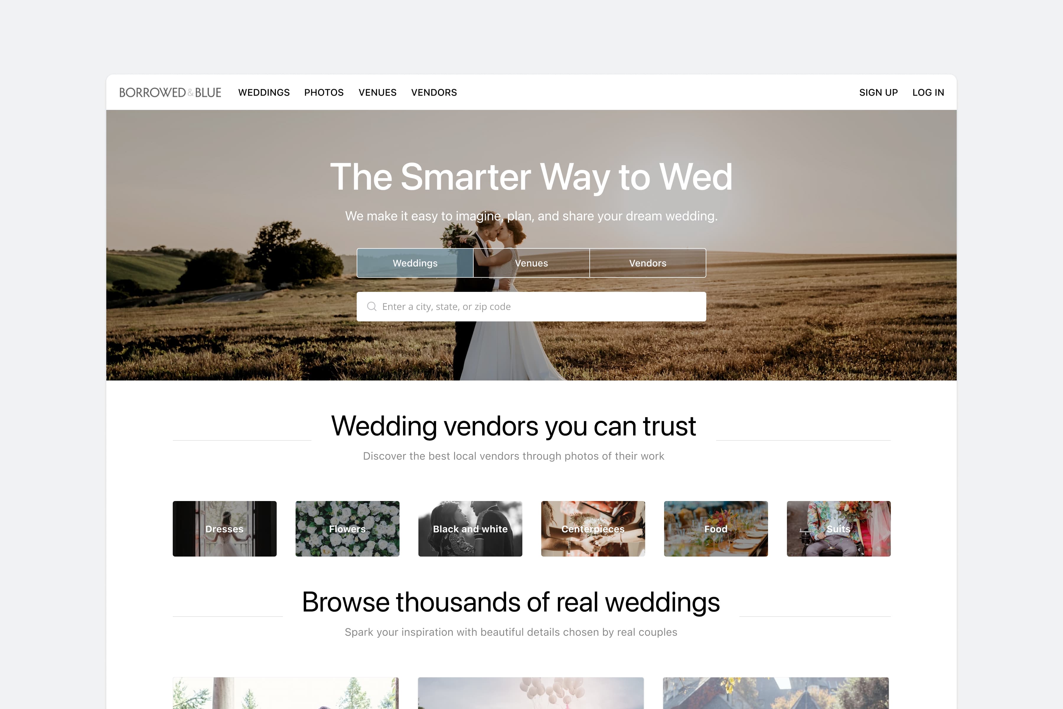 Borrowed & Blue homepage redesign