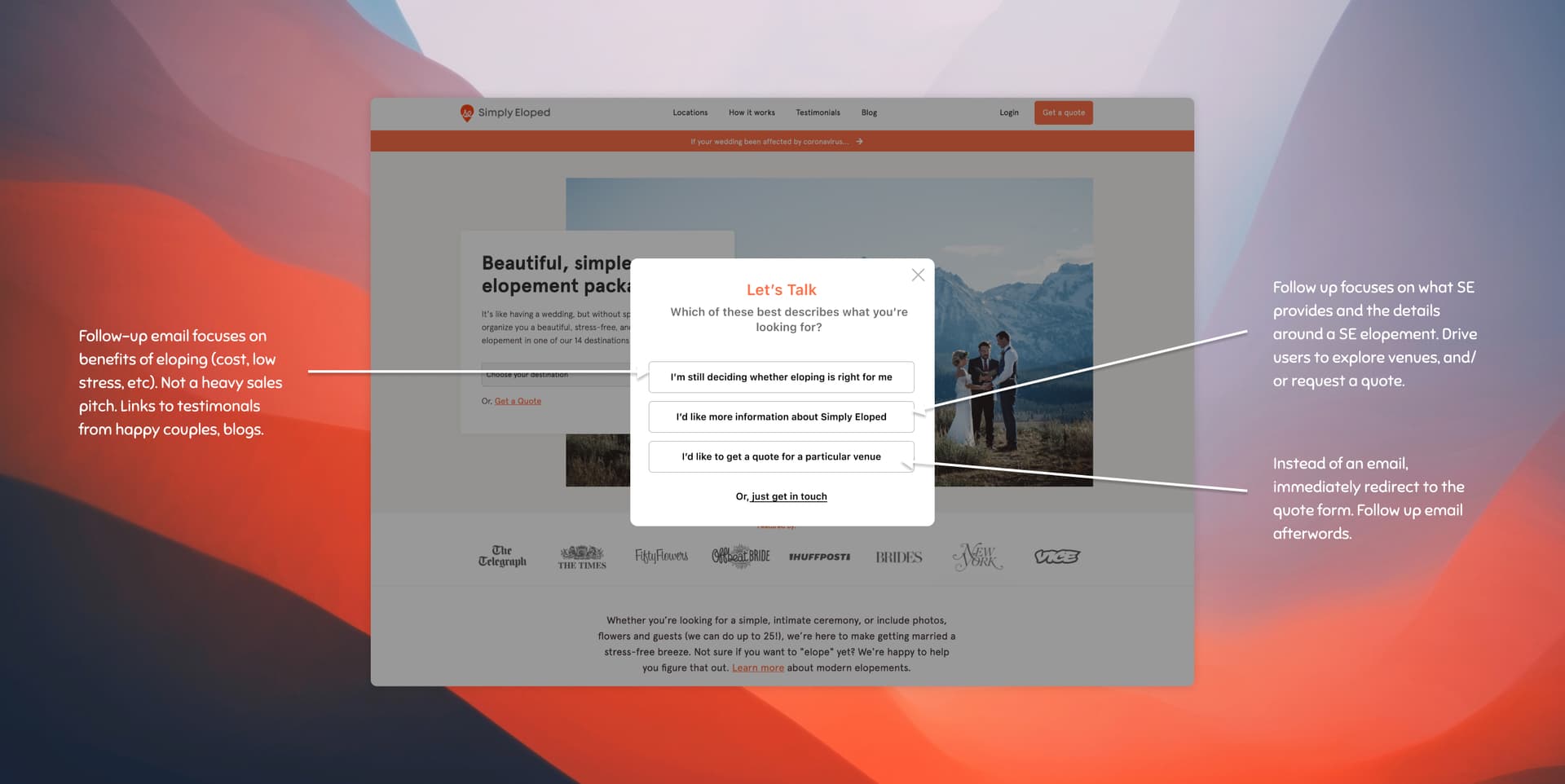 Lead segmentation form with three options
